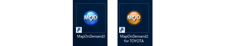 MapOnDemand2のアイコン（図左）とMapOnDemand2 for TOYOTAのアイコン（図右）